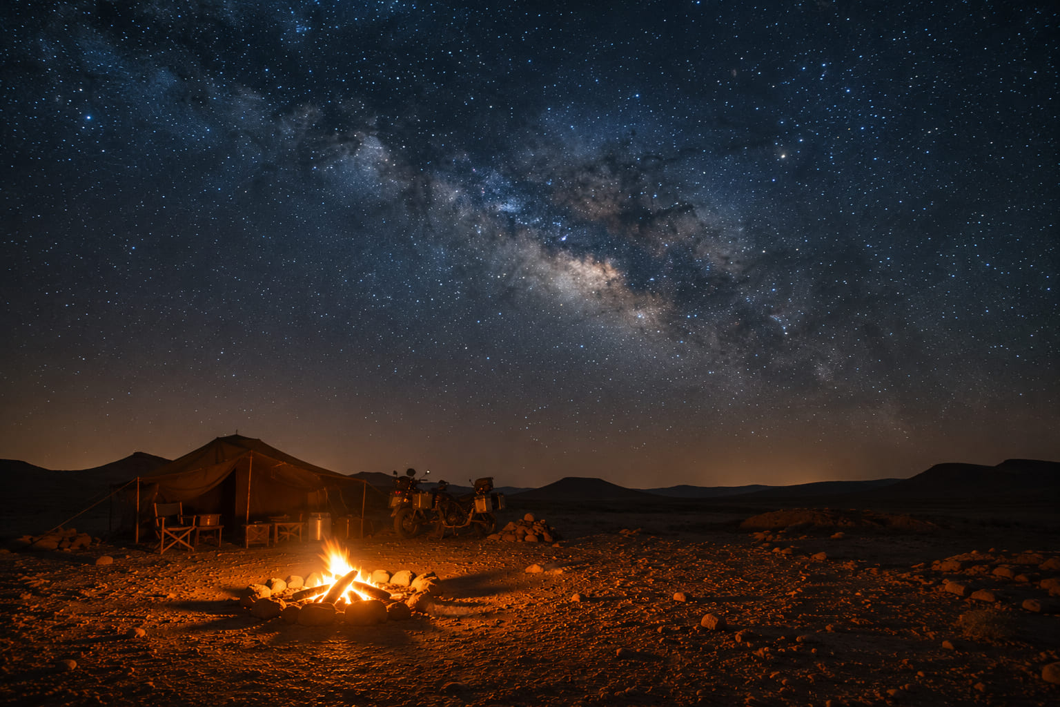 Bivouac, ciel étoilé du désert